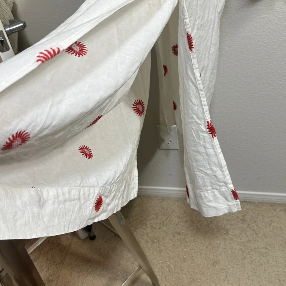 Free People Boho White Emory Embroidered Midi Dress -Oversized Small - NWOT - Picture 11 of 13